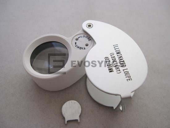 2 LED Light 40X-25mm Illuminated Whistle Shape Loupe Magnifying Glass Magnifier