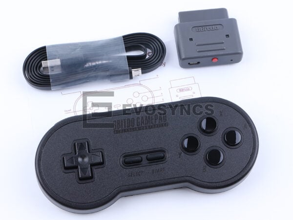 8Bitdo Wireless Controller with Adapter Retro Set for Super SFC Console - Black Buttom