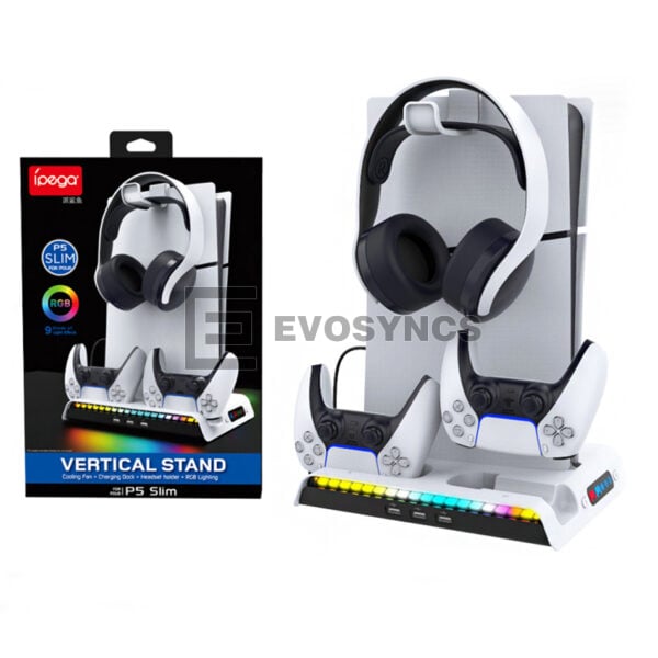Charging Base Dock Station with Cooling Fan and RGB Light PG-P5S006 For Playstation 5 Slim Disc and Digital Editions