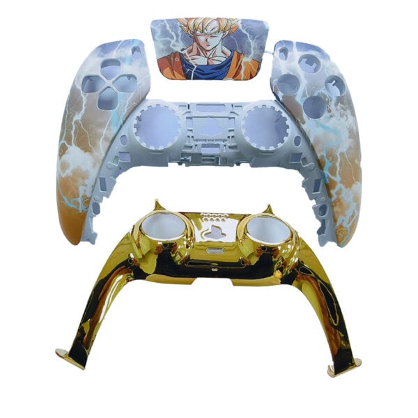 Replacement Fashion Top Cover with Touch Pad and Decorative Strip Housing Case for PS5 v2.0 v3.0 Controller - Dragon Ball