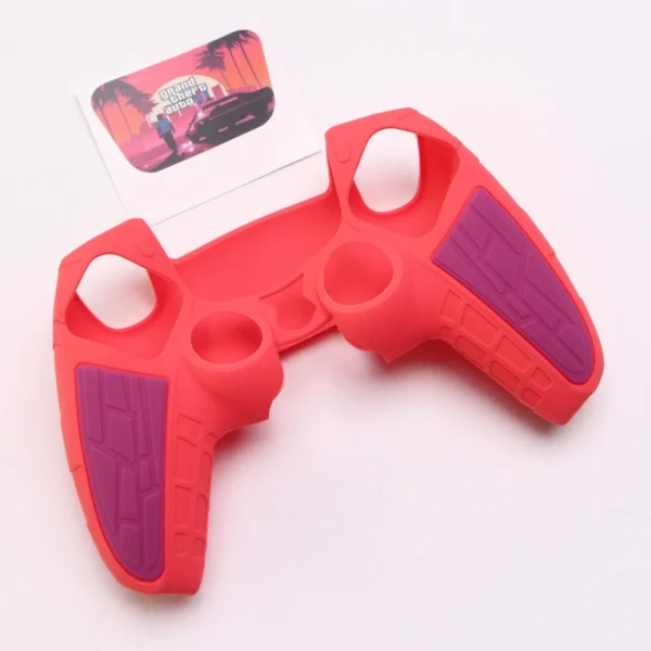 Silicone Protective Case with Particle Grip for PS5 Dualsense Controllers Pink-Purple
