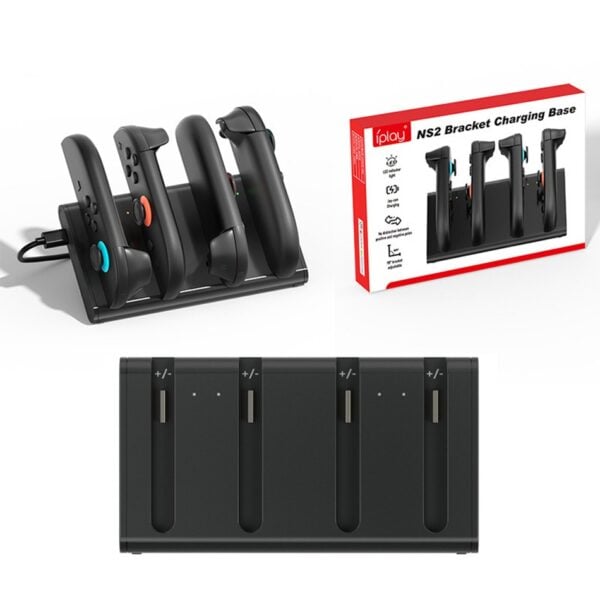 Magnetically Attached Four-in-one Joycon Controller Charging Stand with Charging Indicator light for Switch2