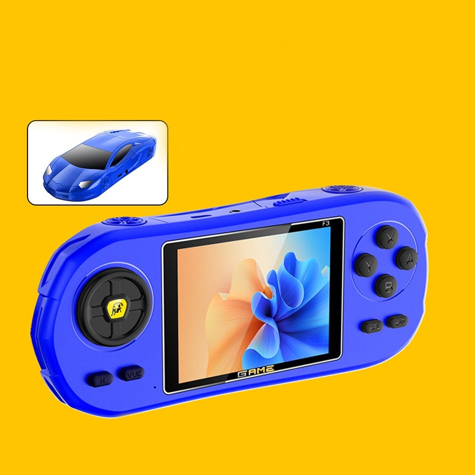 Retro FC 8Bit Racing Car Shaped Handheld Video Game 3inch Screen 620 Games Support TV HDMI Out - Blue