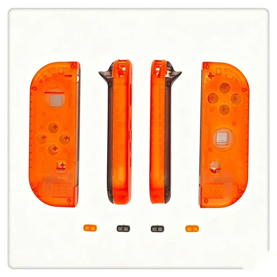 Original Left and Right Housing Cover Case Set for Switch Joy-con Clear GB Theme Transparet Orange and Blue