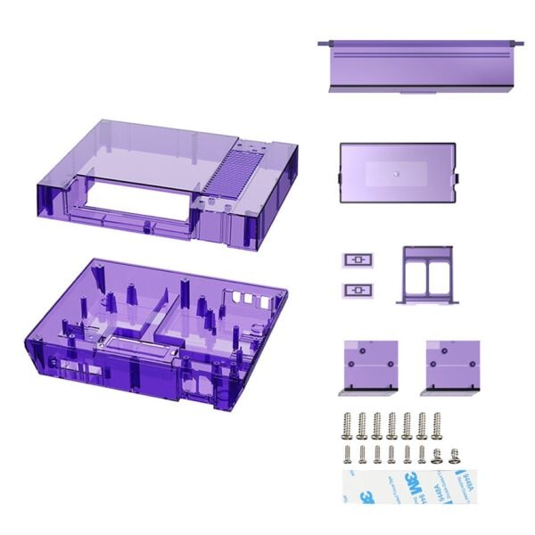 Replacement Full Housing Shell Case with Screws for NES Console - Clear Purple